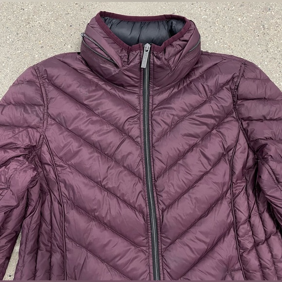 Michael Kors Purple Down Feather Filled Packable Puffer Winter Coat Jacket Large - Picture 3 of 16